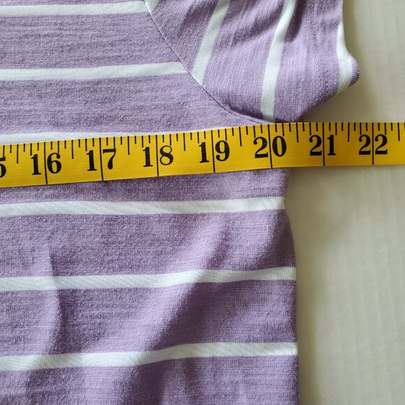 Time and True Preppy Lavender and White Crew Neck Tee Large - Picture 10 of 12